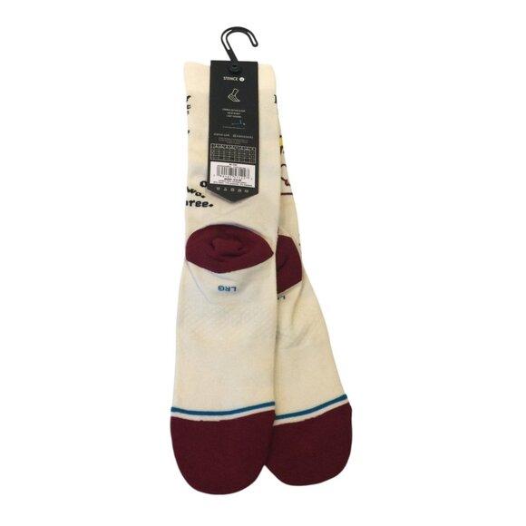 Stance Tootsie Pops Men's Crew Socks Size Large 9-13 MR OWL Cream Burgundy - Picture 3 of 4